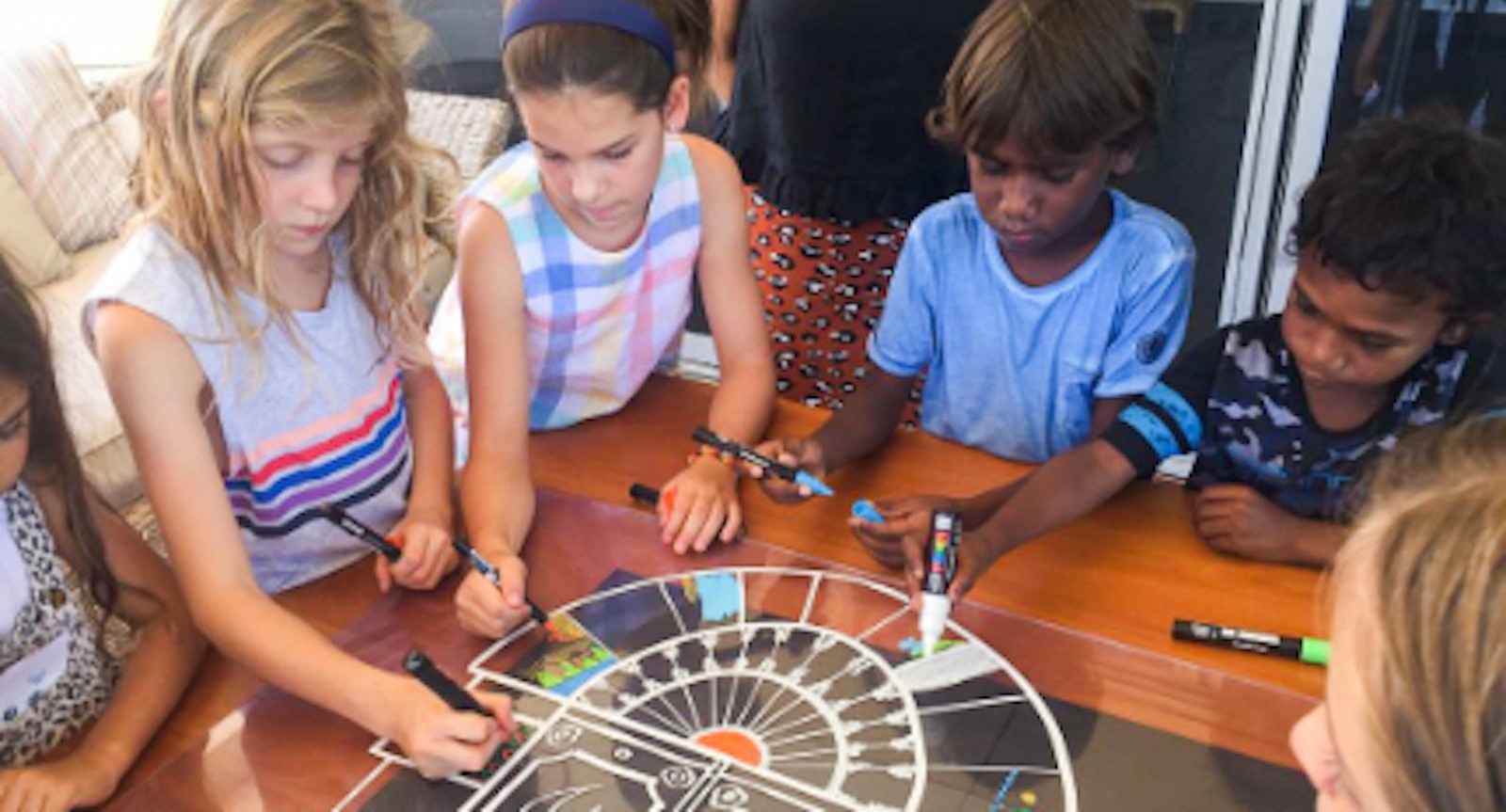 Picture of children drawing together